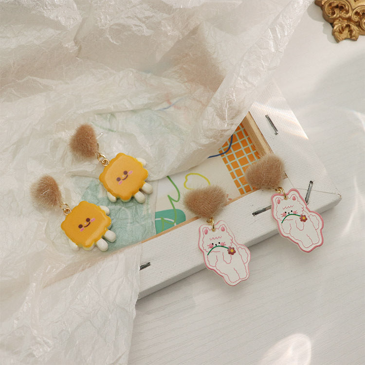 Acrylic Cat Biscuit Earrings MIC-QingJ020