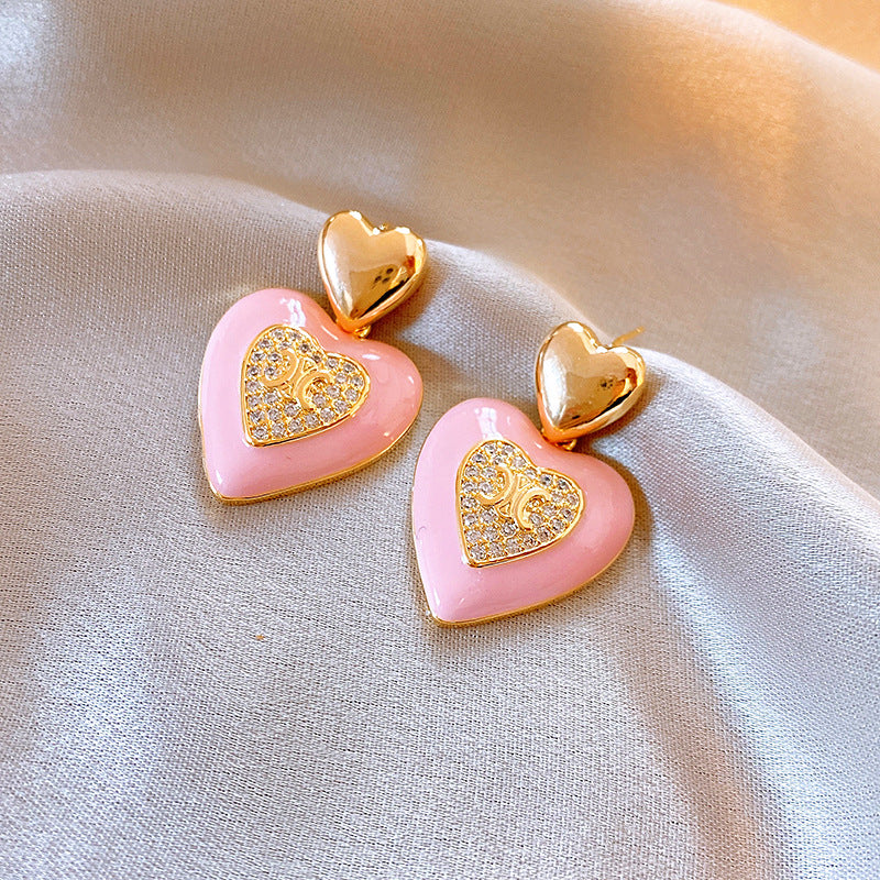 Alloy Zircon Letter Love Earrings (Minimo de compra 2) MIC-FengM008