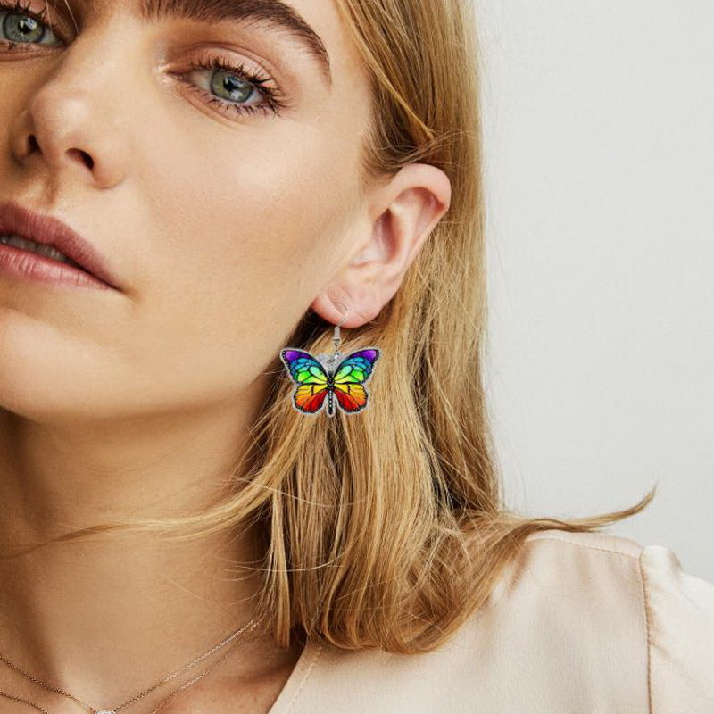 Acrylic Seven Color Rainbow Earrings MYA-XueP082