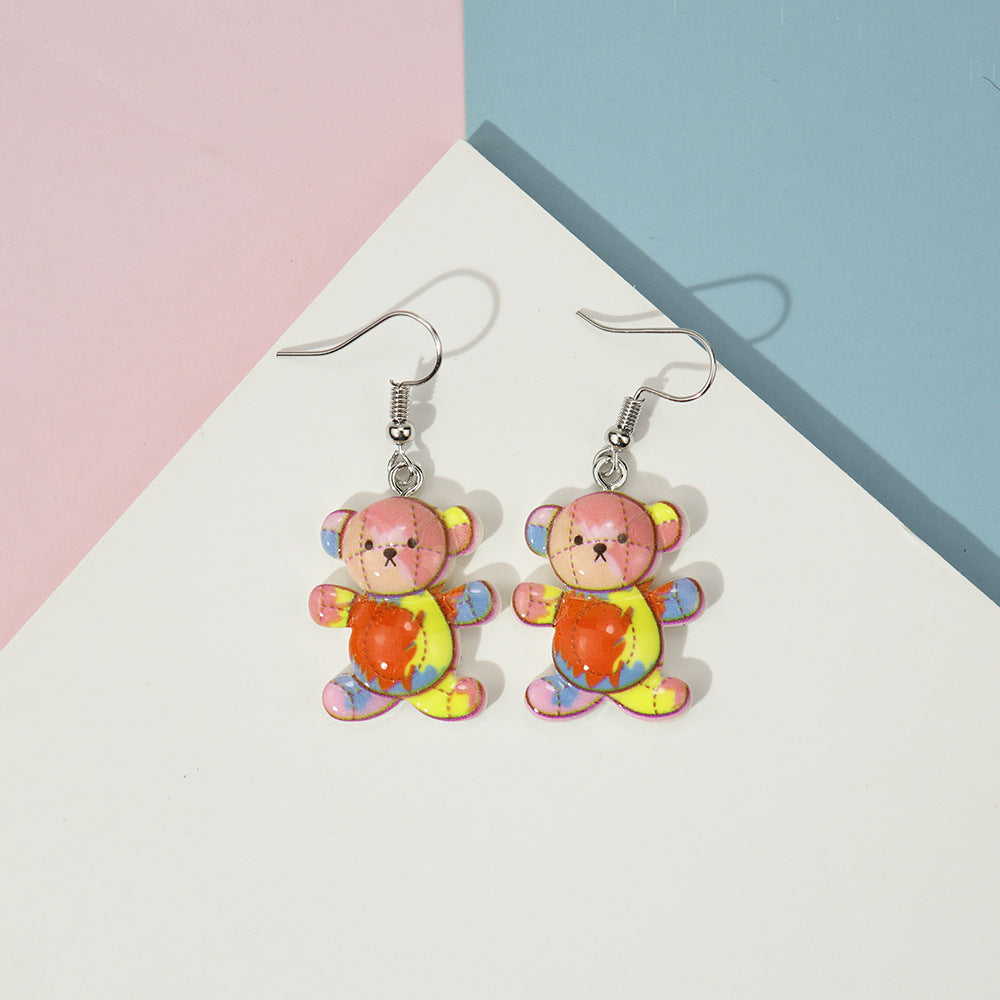 Acrylic Cute Map Bear Earrings MYA-NiQ033