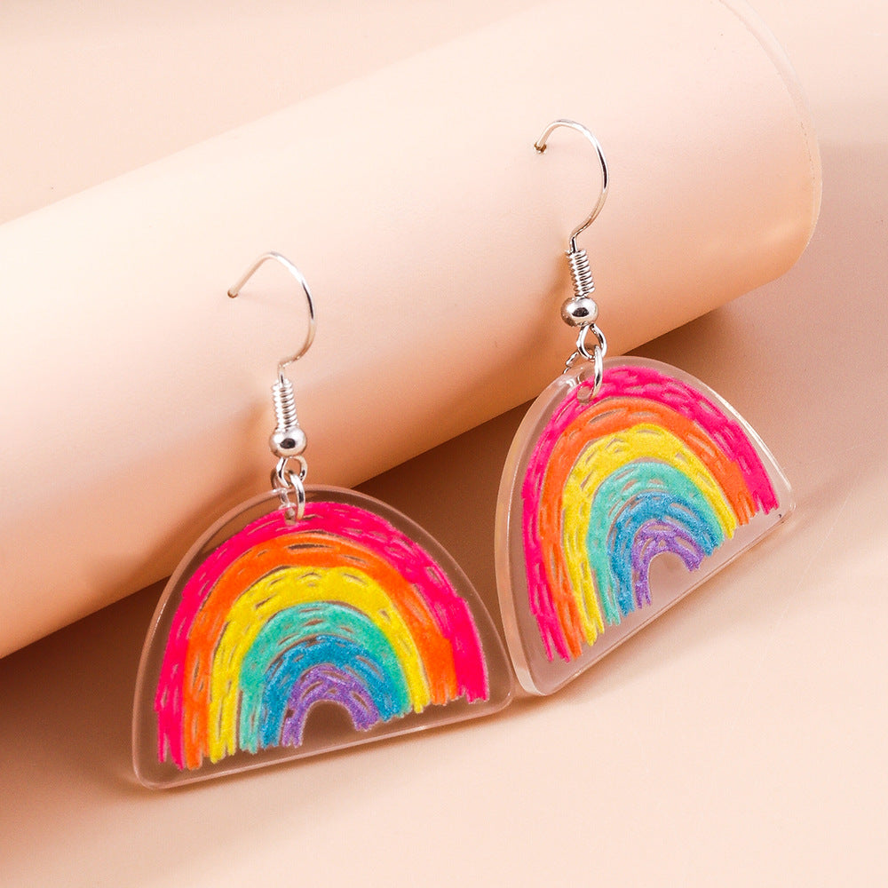 Acrylic Rainbow Cloud Earrings (Minimo de Compra 2) MYA-YueS005