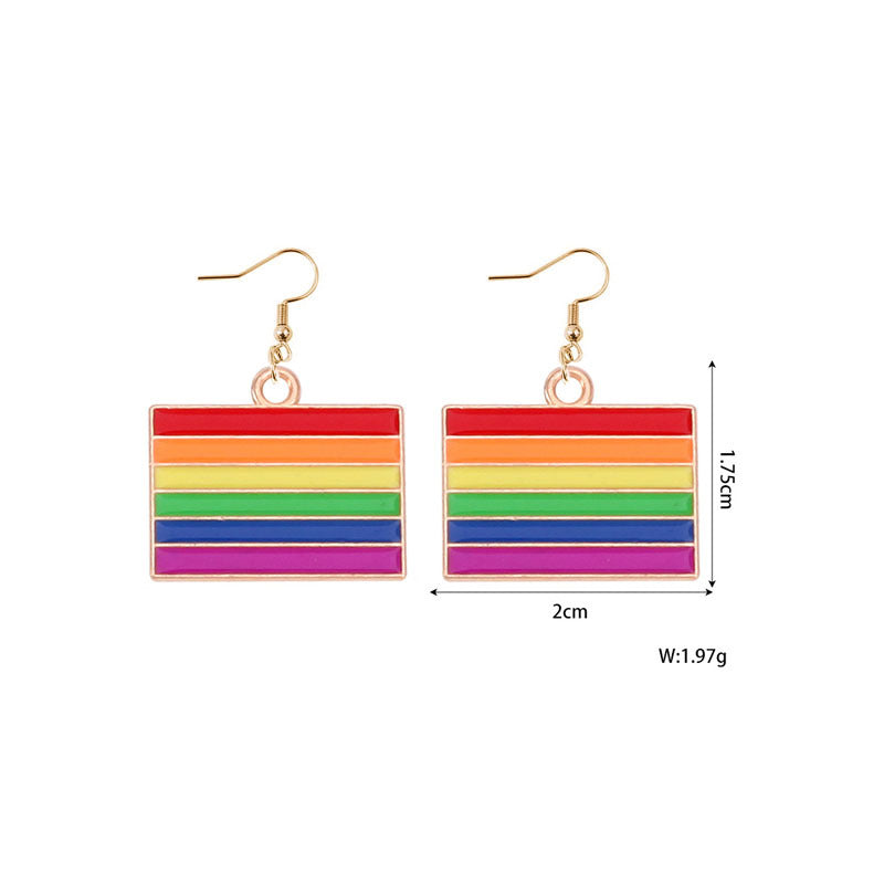 Alloy Rainbow Oil Dropping Earrings MIC-YiY004