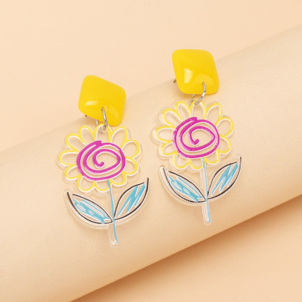 Alloy fruit colored flower earrings (Minimo de compra 5) MIC-YiRan001