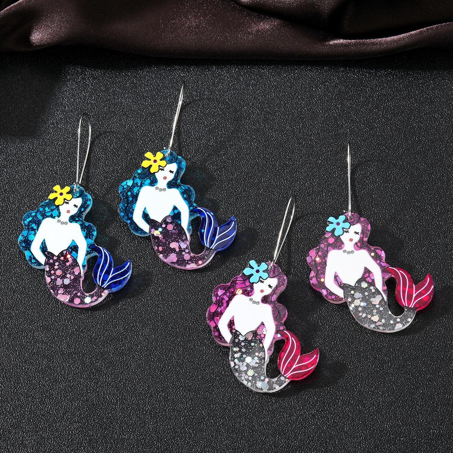 Acrylic Mermaid Princess Earrings (Minimo de Compra 3) MIC-JueJ001