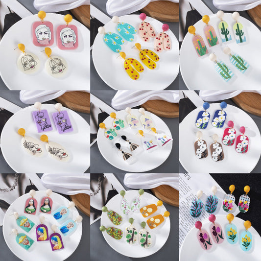 Alloy printing embossed earrings MIC-JuF003