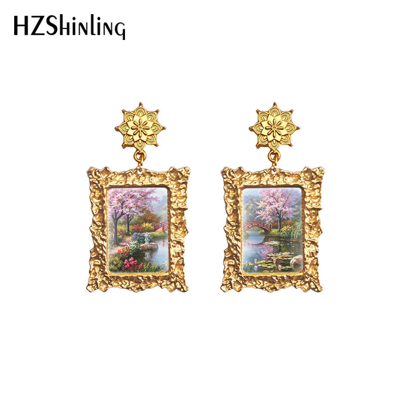 Alloy Vintage Picture Frame Earrings (Minimo de compra 5) MIC-XiangL058