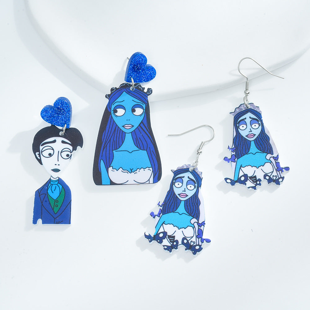 Acrylic Asymmetric Zombie Couple Earrings (Minimo de compra 2) MIC-AnD012