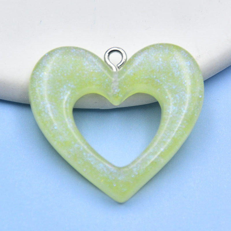 Resin glitter powder hollow heart accessories MYA-HuiX006