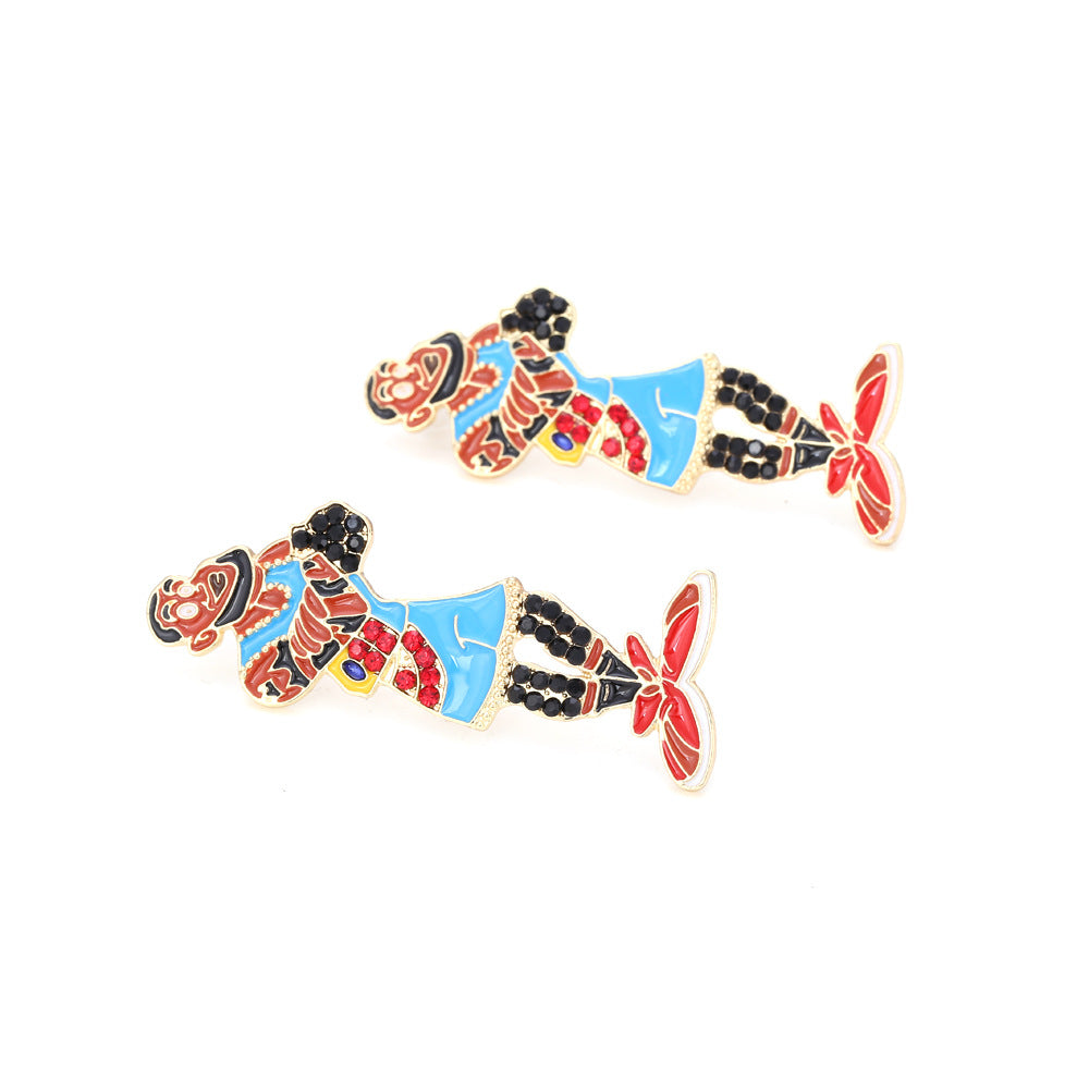 Alloy diamond inlaid cartoon character earrings MIC-ManY032