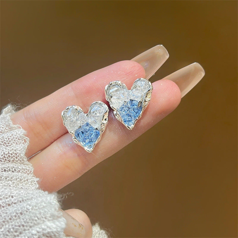 Alloy blue gradient heart earrings MIC-TTSP001