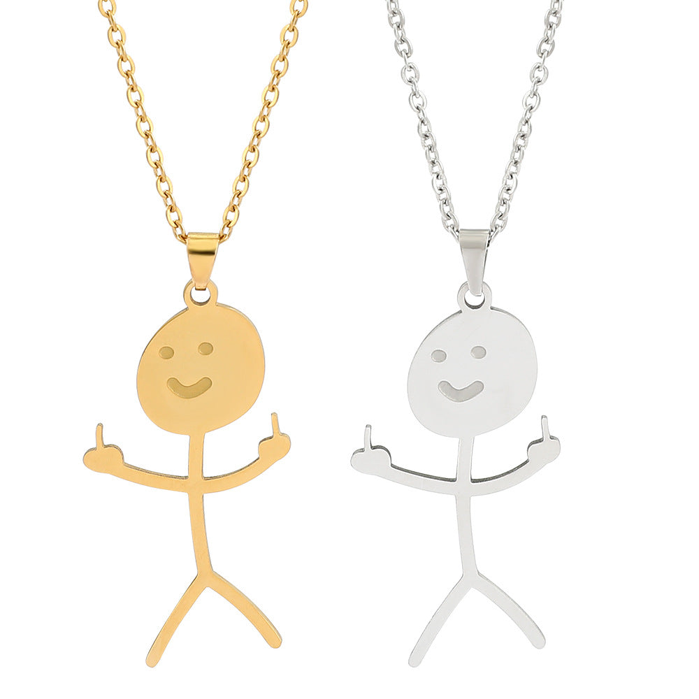 Necklace Stainless Steel Graffiti Character Fun Minimo de compra 5 ZhuoX006