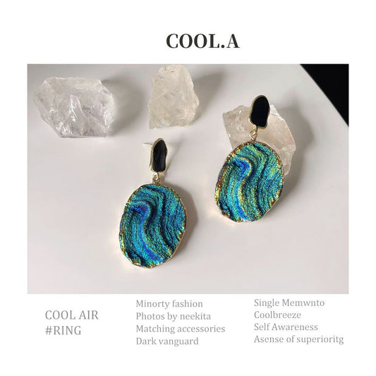 Alloy blue textured earrings MYA-LiangM012