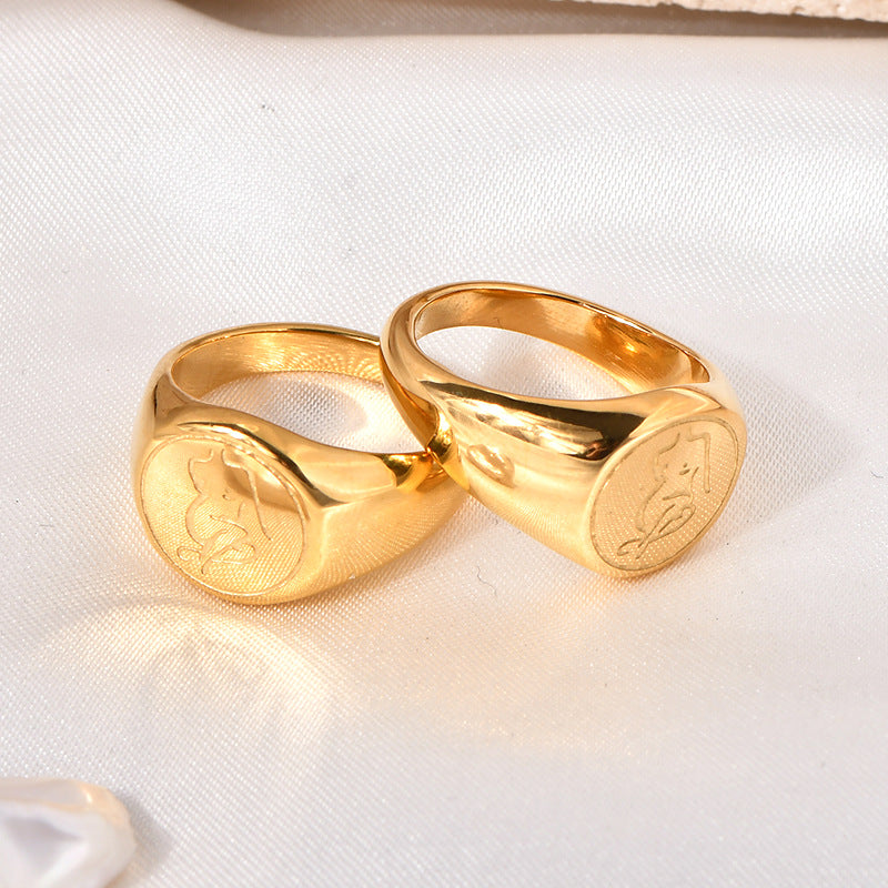 Stainless steel gold-plated badge seal ring MYA-YHZX012