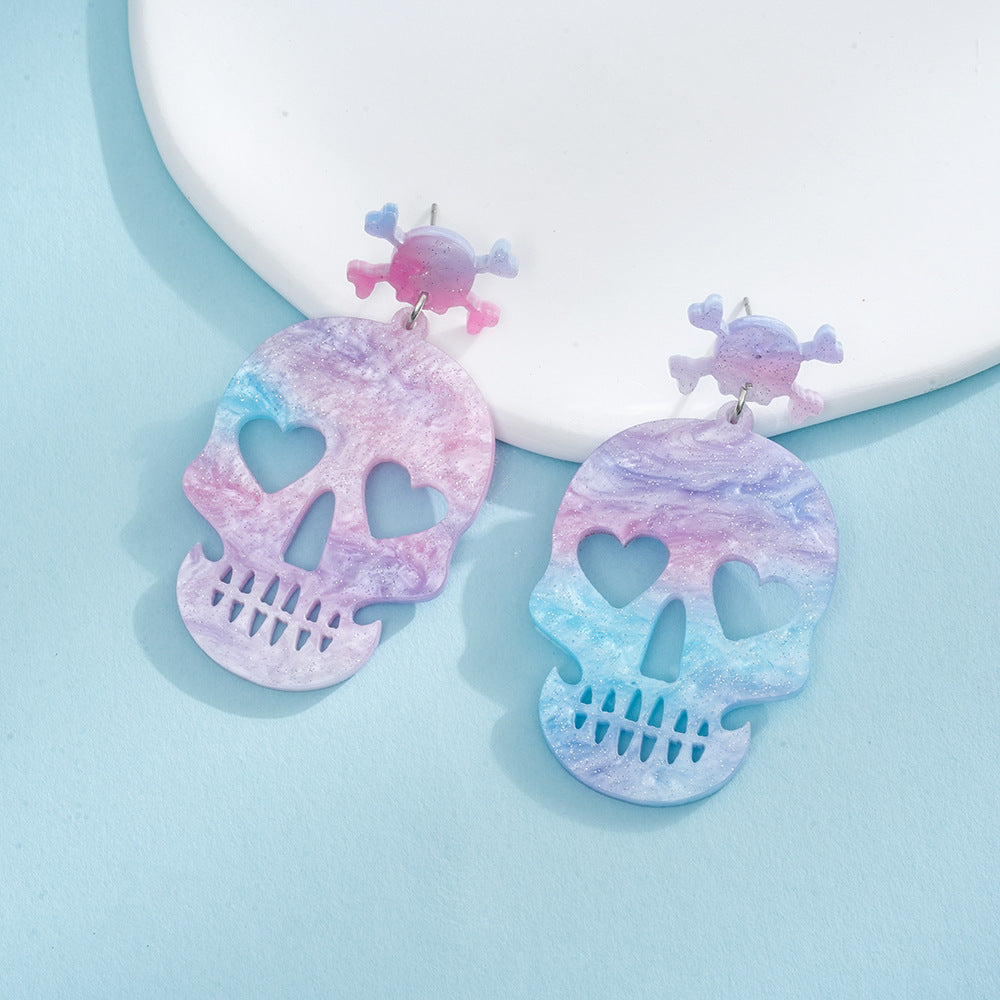 Alloy acrylic explosive skull earrings (Minimo de compra 2) MIC-AnD003