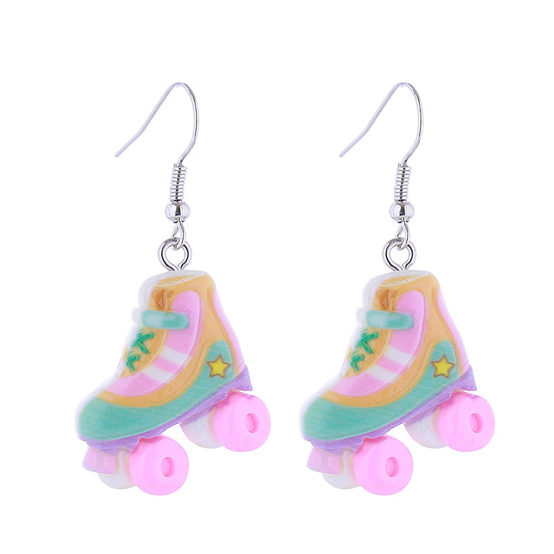 Alloy acrylic love poker pink denim hat earrings MIC-ChouT049