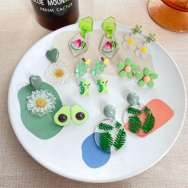 Alloy Green Little Dinosaur Earrings MIC-ABL017