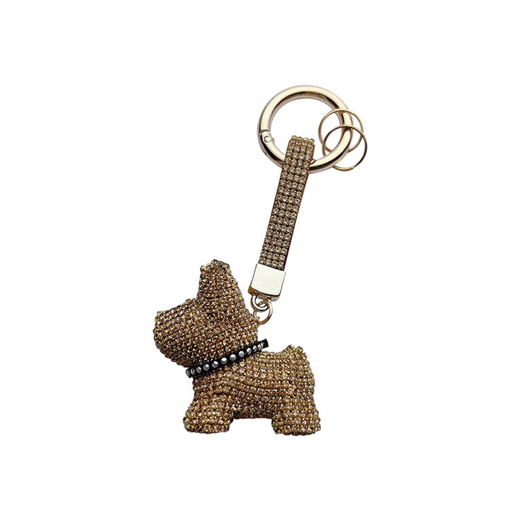 Diamond inlaid cartoon method dog key ring  （Minimo de compra 2） MYA-LianX006