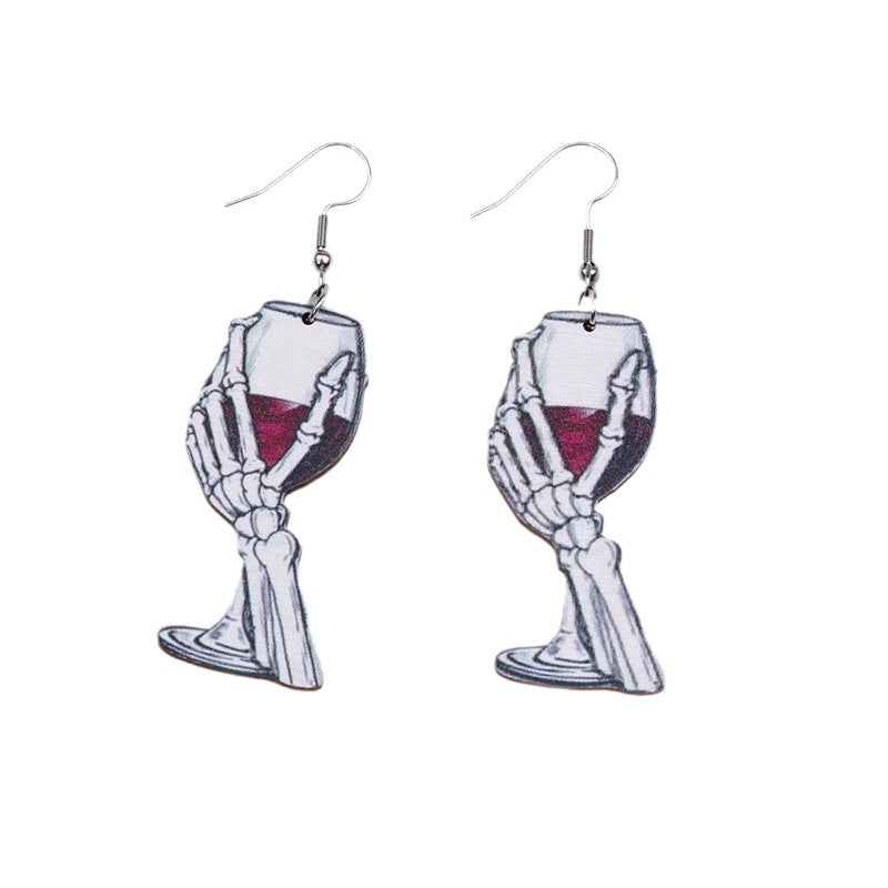 Acrylic Halloween Skull Head Earrings (Minimo de Compra 2) MYA-DuA029