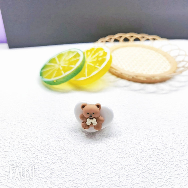 Resin Peach Bear Ring MIC-JianY003