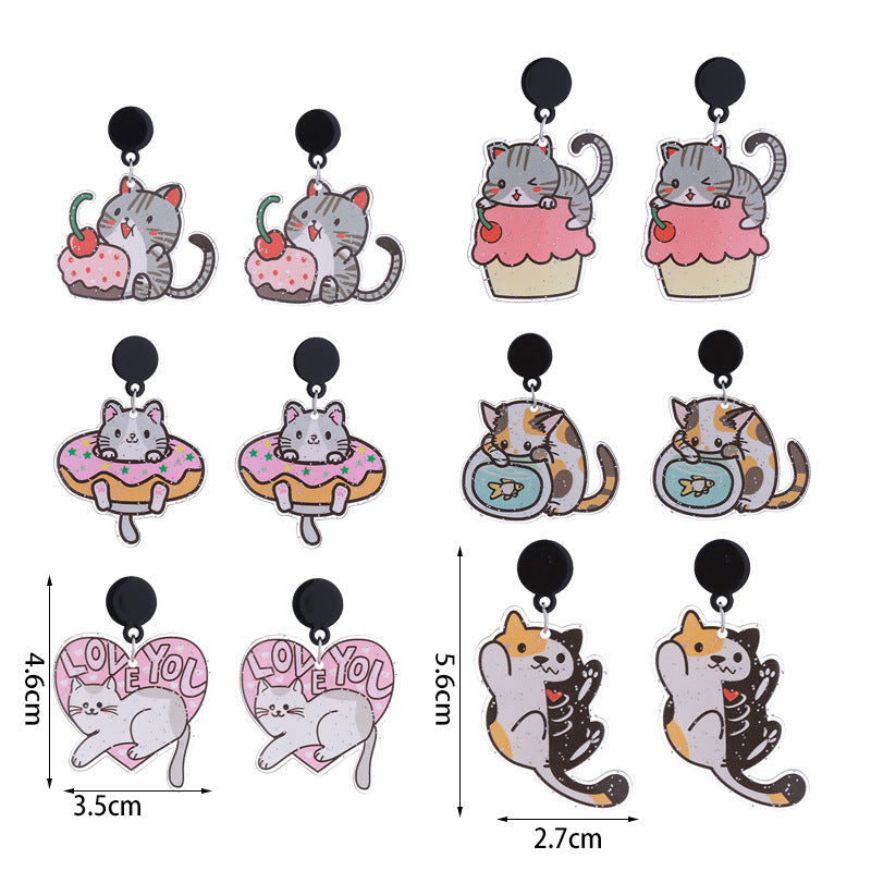 Alloy acrylic donut cat earrings MIC-ChouT053