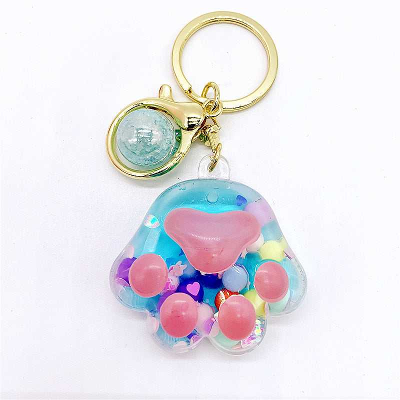 Keychains For Backpacks acrylic sakura cat claw into oil keychain MOQ≥2 DMF011