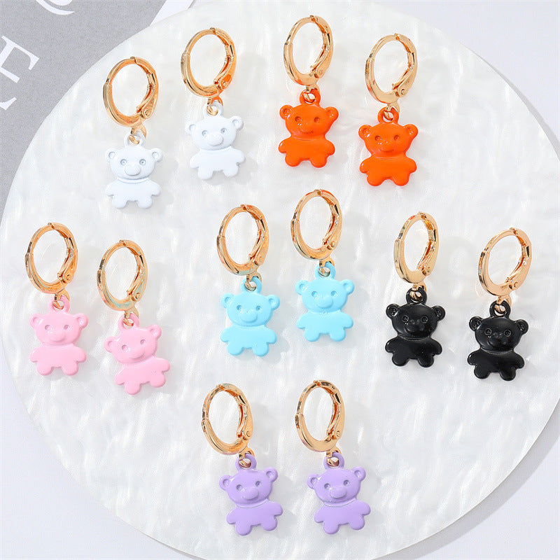 Acrylic candy colored cartoon bear earrings (Minimo de Compra 3) MIC-JueJ007