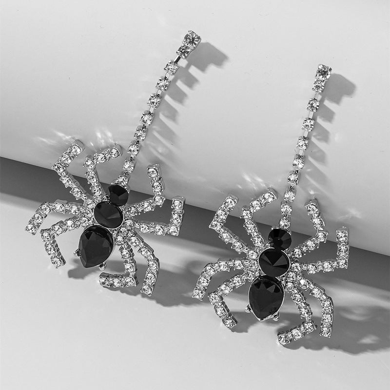 Acrylic Black Spider Black and White Earrings (Minimo de compra 2) MIC-GanL019