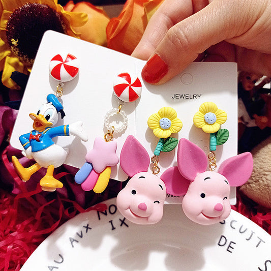 S925 Silver Post Cartoon Earrings MIC-XingJ035