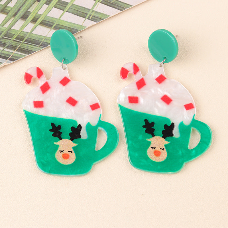 Acrylic Cup Snowman Earrings MIC-DuA095