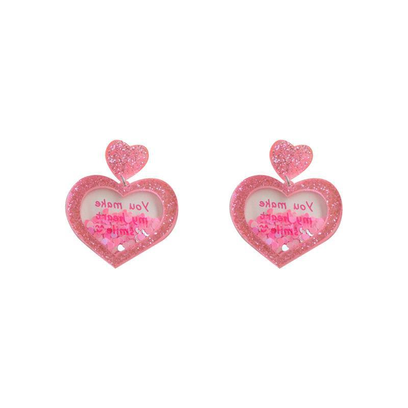 Alloy Flowing Sand Peach Heart Earrings MIC-DongJ009