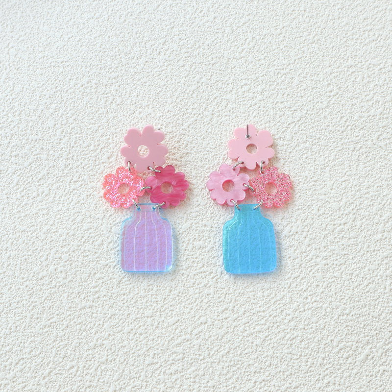 Acrylic vase sweet earrings (Minimo de Compra 3) MYA-OuG038