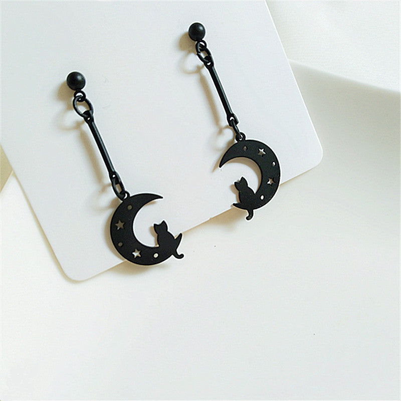 Alloy long tassel moon earrings MIC-AiM012