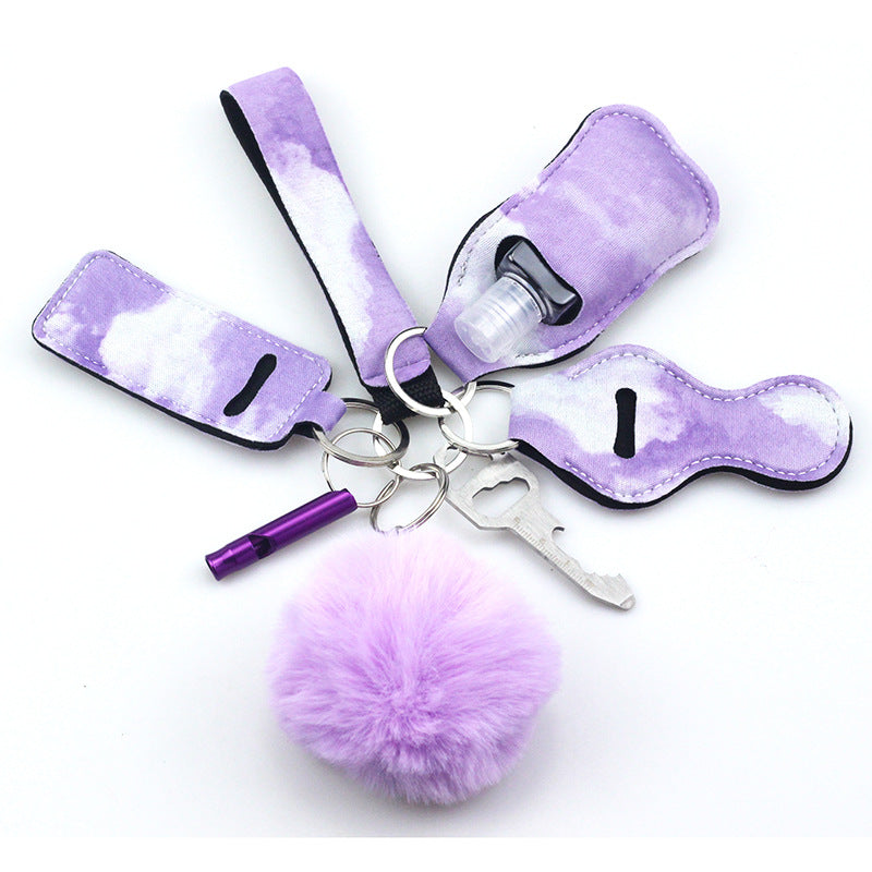 Keychains Diving Cloth 7pcs  Hand Sanitizer Holster Fur Ball MOQ≥2 ChaoH055