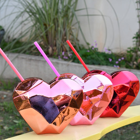 Valentine's Day Creative Heart Shape Plastic Straw Cup MIC-CUP-MaiG001