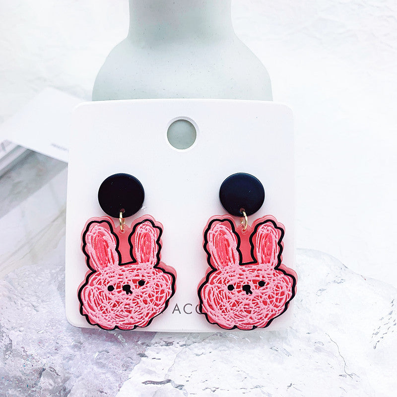 Acrylic Graffiti Embossed Print Earrings  (Minimo de Compra 2) MIC-ShiJ004