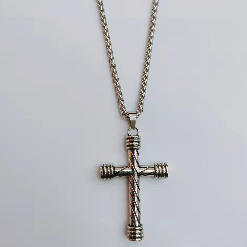 Stainless steel diamond studded cross necklace (Minimo de Compra 2)  MYA-ZhongR002