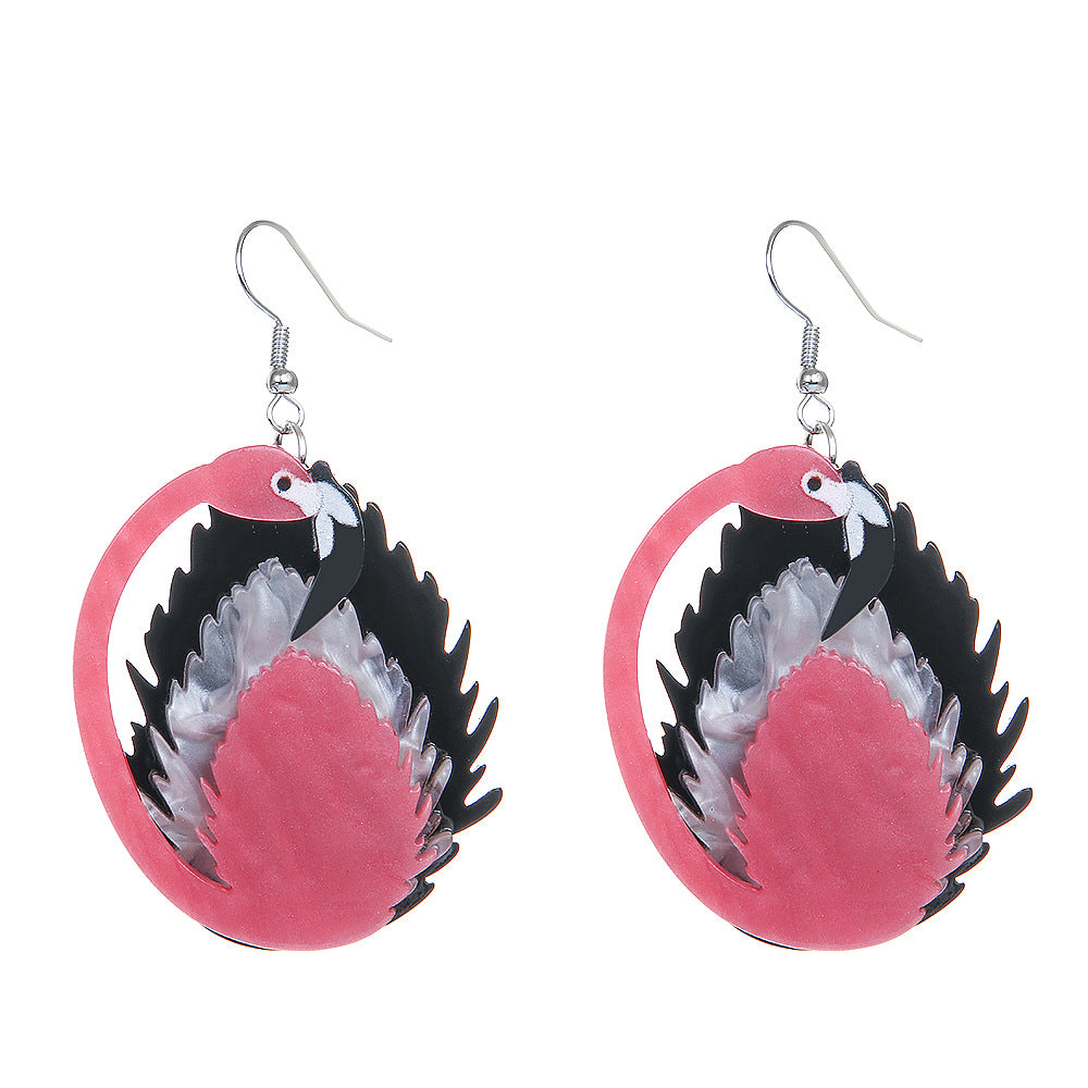 Acrylic Love Flamingo Earrings (Minimo de compra 5) MIC-ManT032