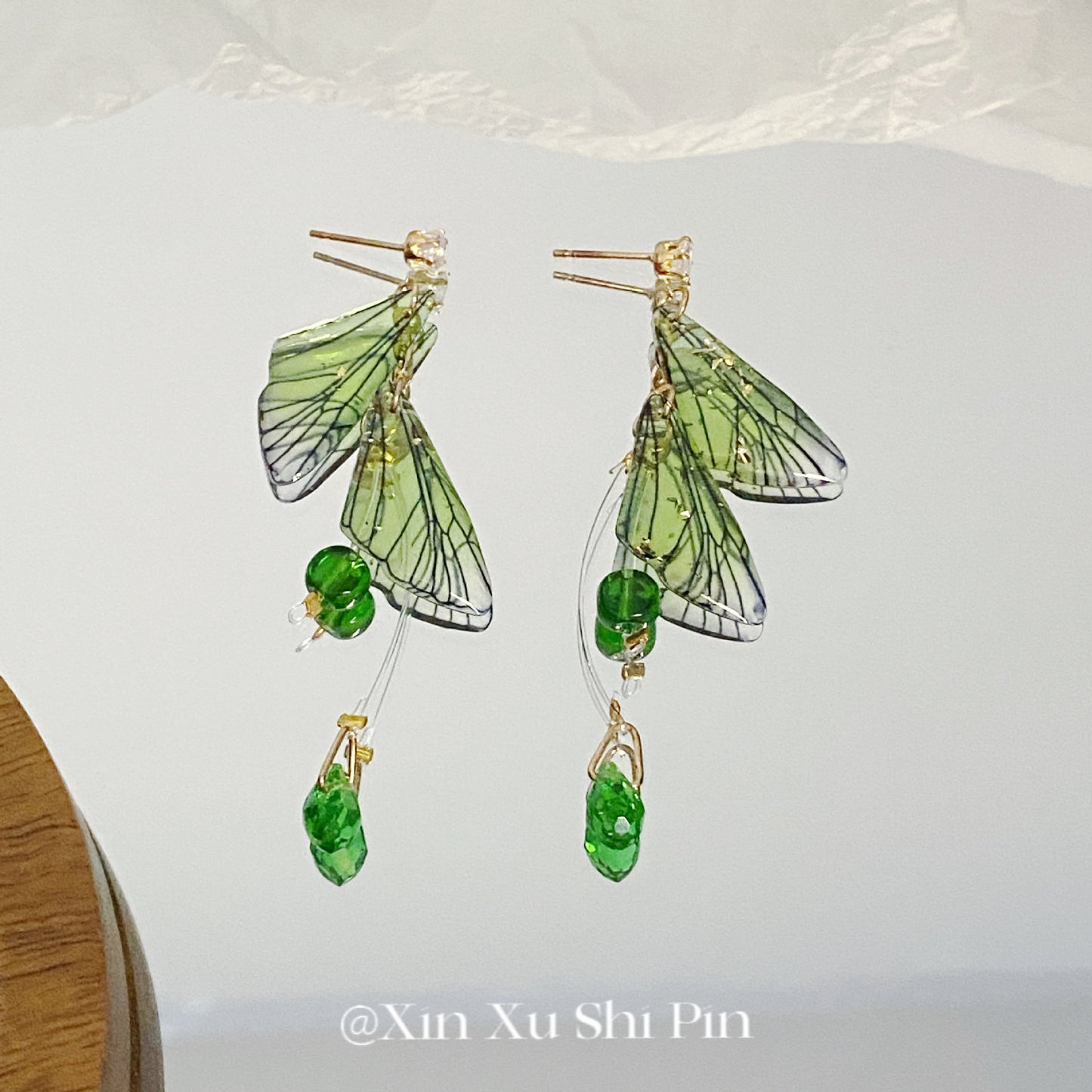 Alloy green cicada wing tassel earrings (Minimo de Compra 2) MIC-XinXu007