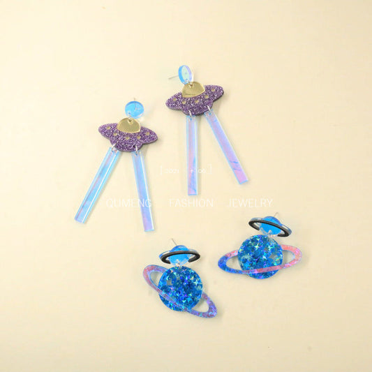 Acrylic Alien UFO Earrings （Minimo de compra 2） MIC-OuG014