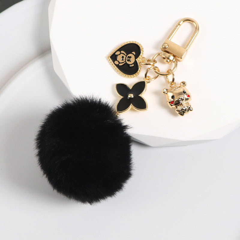 Keychains Hair Ball Alloy Love Bear Hair Ball Minimo de compra 2 MIC-YiXing001