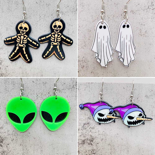 Acrylic Halloween Cookie Man Ghost Earrings (Minimo de Compra 2) MIC-ChenY019