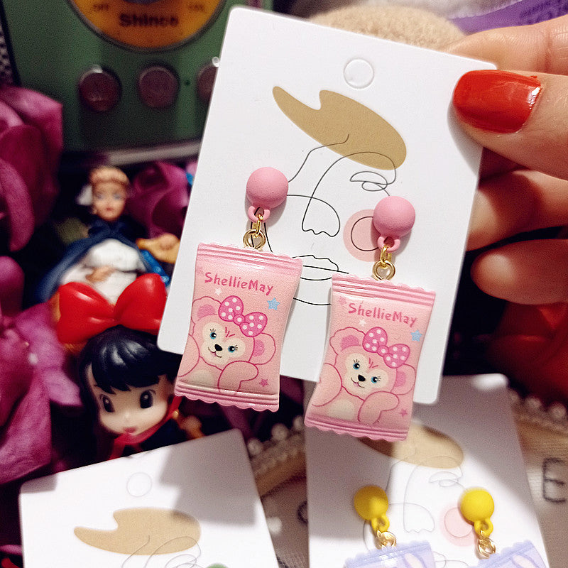 Mini Simulation Candy Silver Earrings Cartoon XingJ010