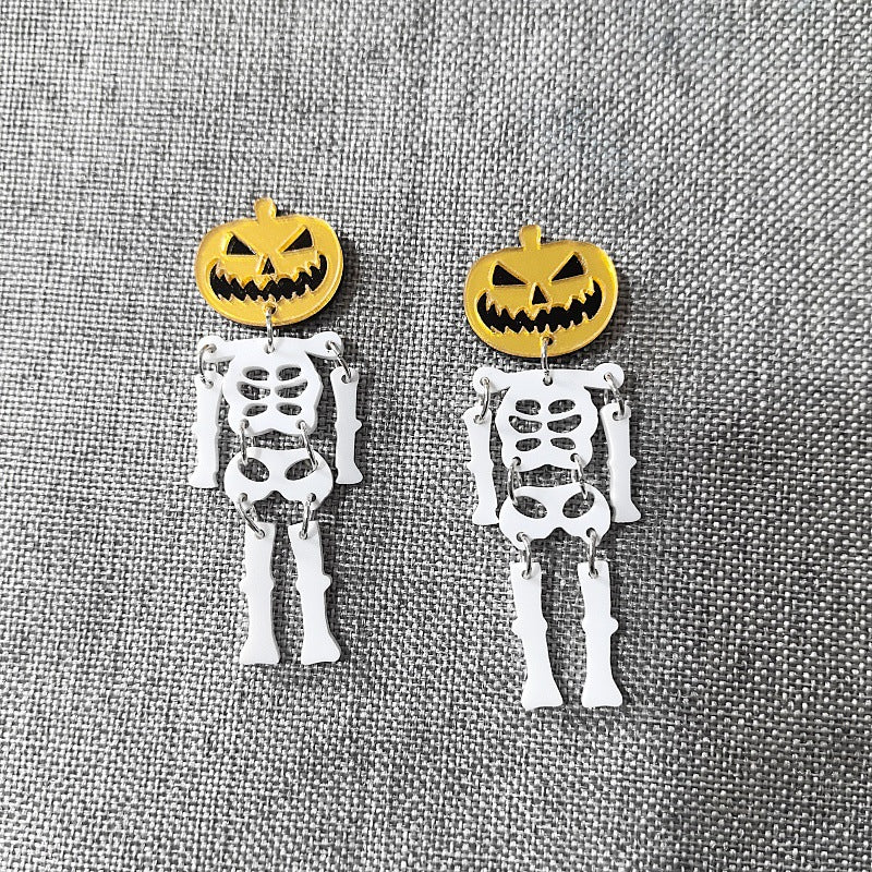 Acrylic Halloween Pumpkin Head Earrings MYA-XueP164