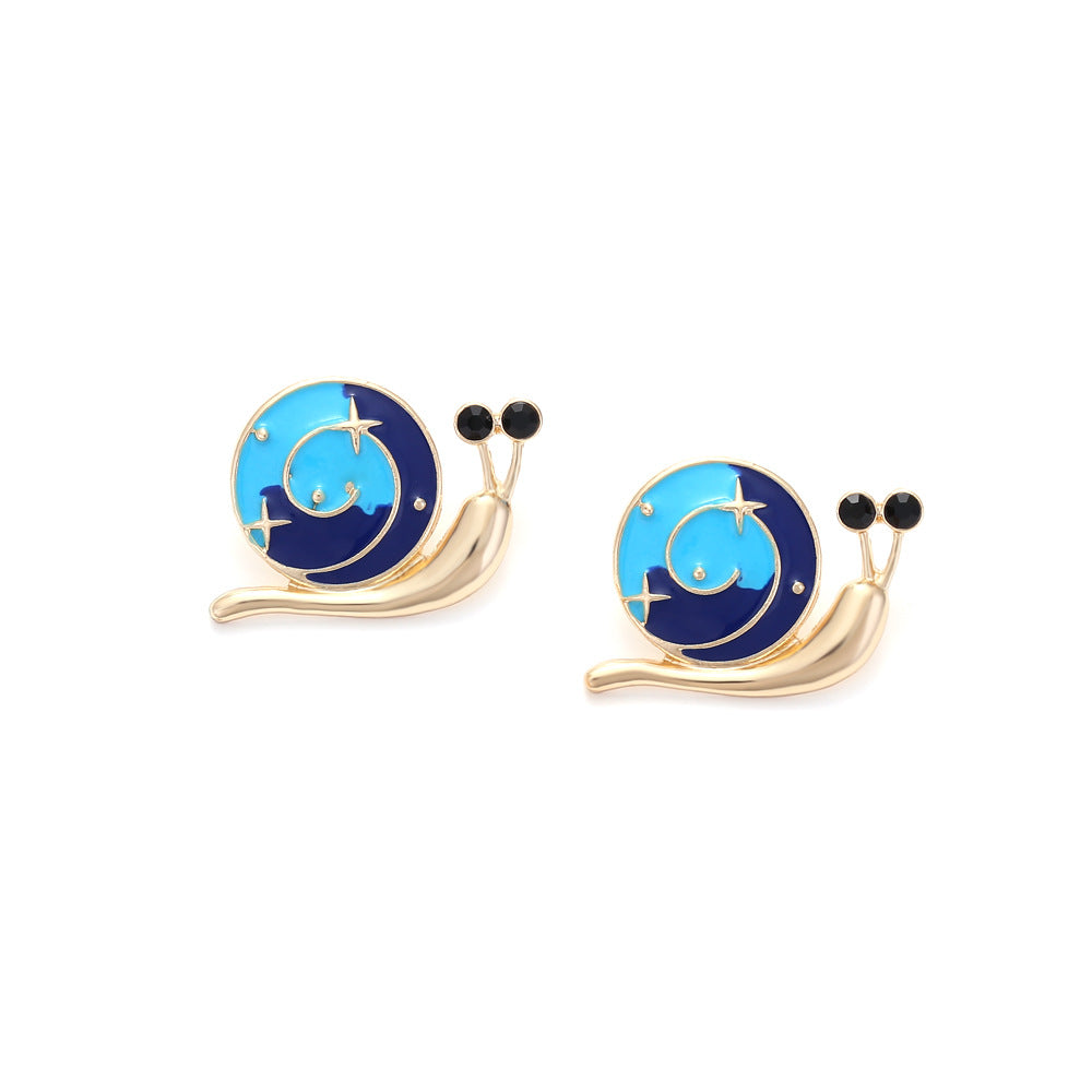 Alloy Drip Oil Starry Sky Snail Earrings MIC-ManY031