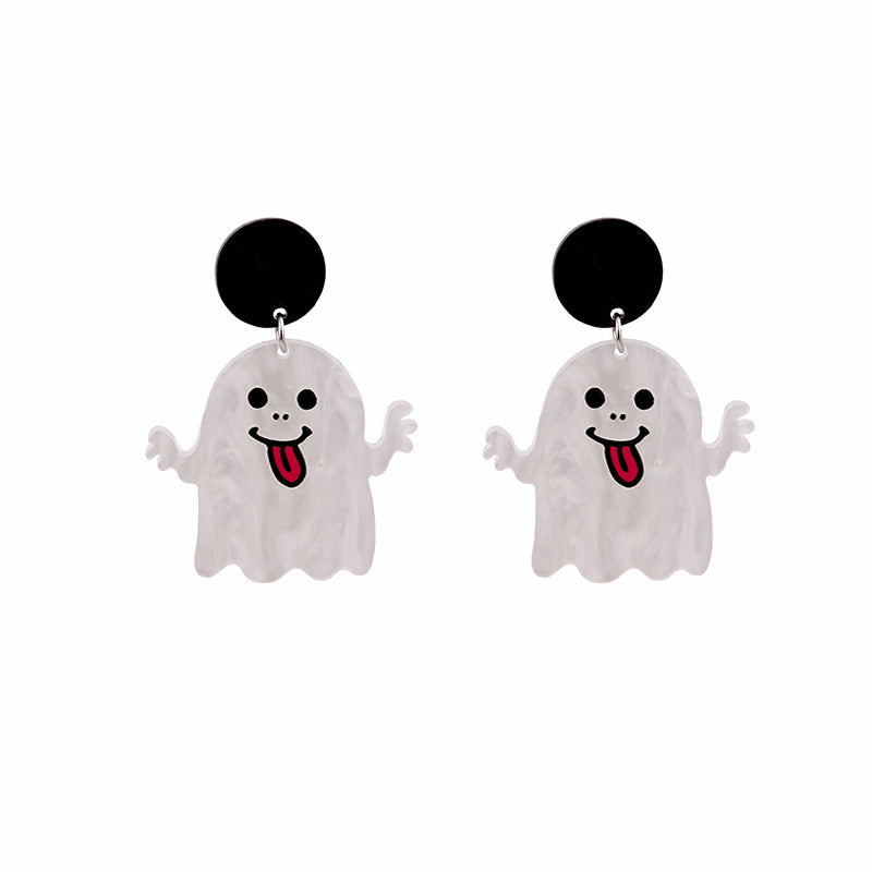 Acrylic Halloween Fun Pumpkin Head Earrings MIC-MDD048