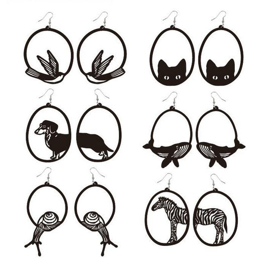 Earrings Acrylic Irregular Shape Character Animals Xuep057