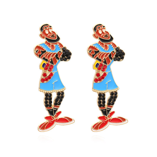 Alloy diamond inlaid cartoon character earrings MIC-ManY032