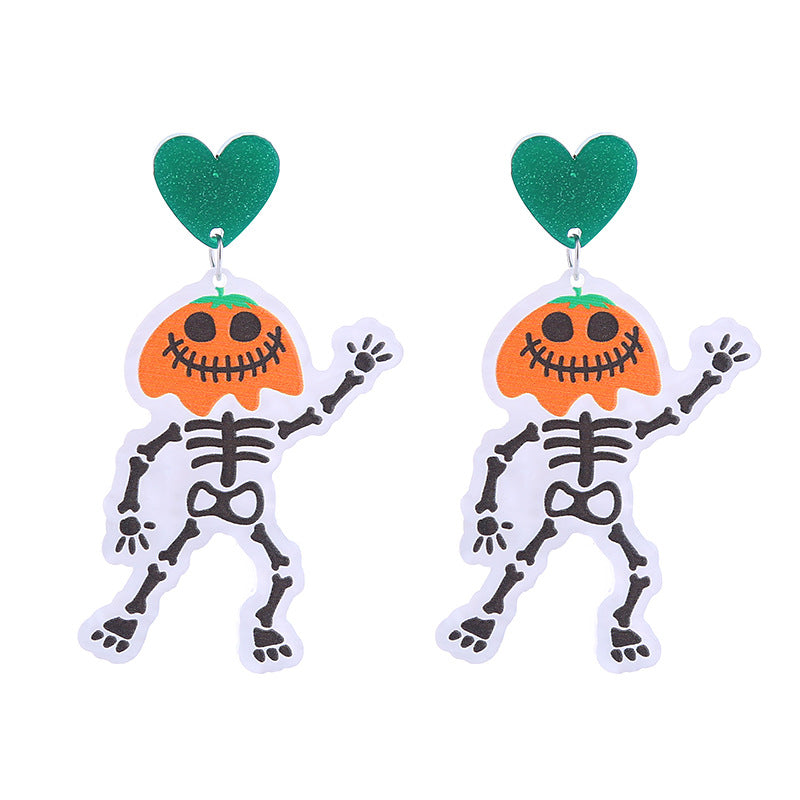 Acrylic Pumpkin Skeleton Ghost Earrings (Minimo de Compra 2) MIC-ChouT038