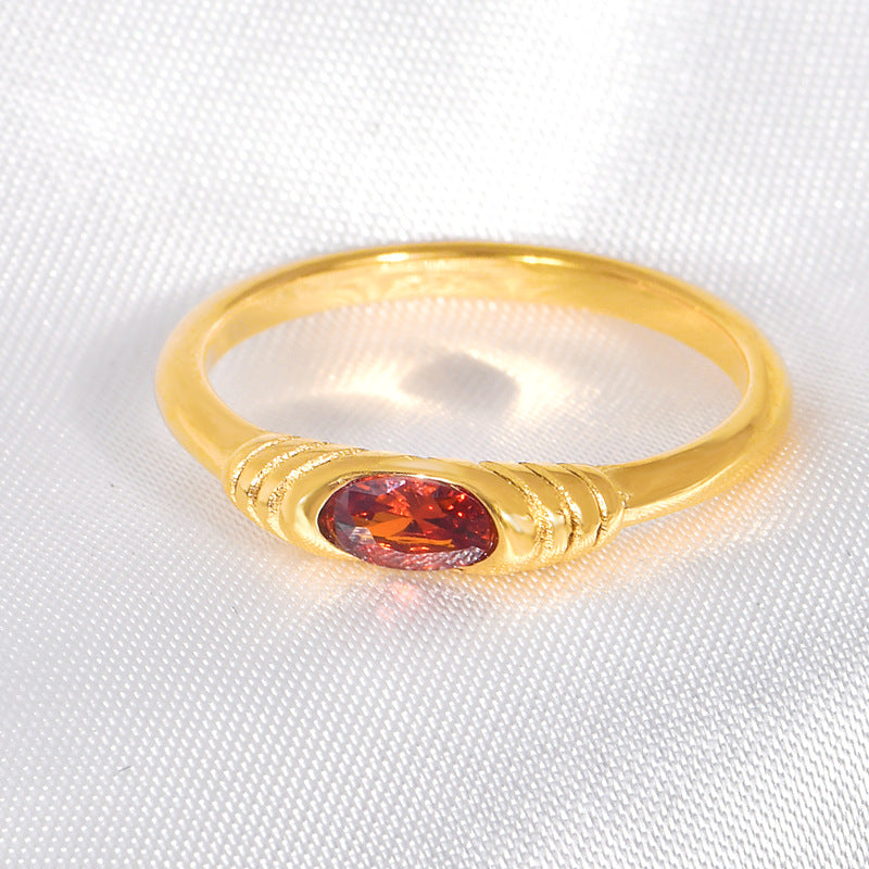 Stainless steel gold-plated zircon titanium ring MYA-YHZX007