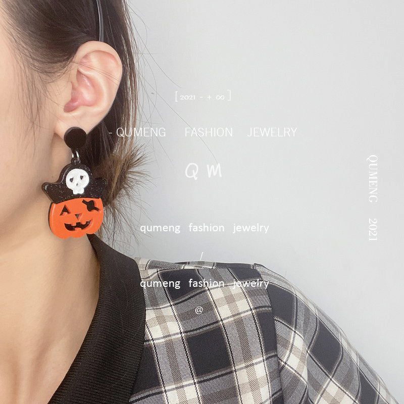 Acrylic pirate pumpkin head earrings (Minimo de Compra 3) MIC-OuG034